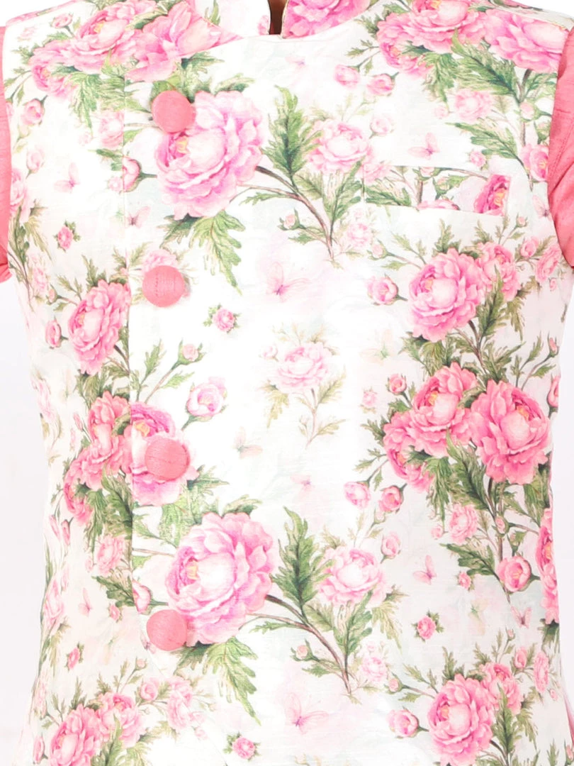 VASTRAMAY Boys Multicolor-Base-Cream Nehru Jacket 6 VASTRAMAY Boys Multicolor-Base-Cream Nehru Jacket