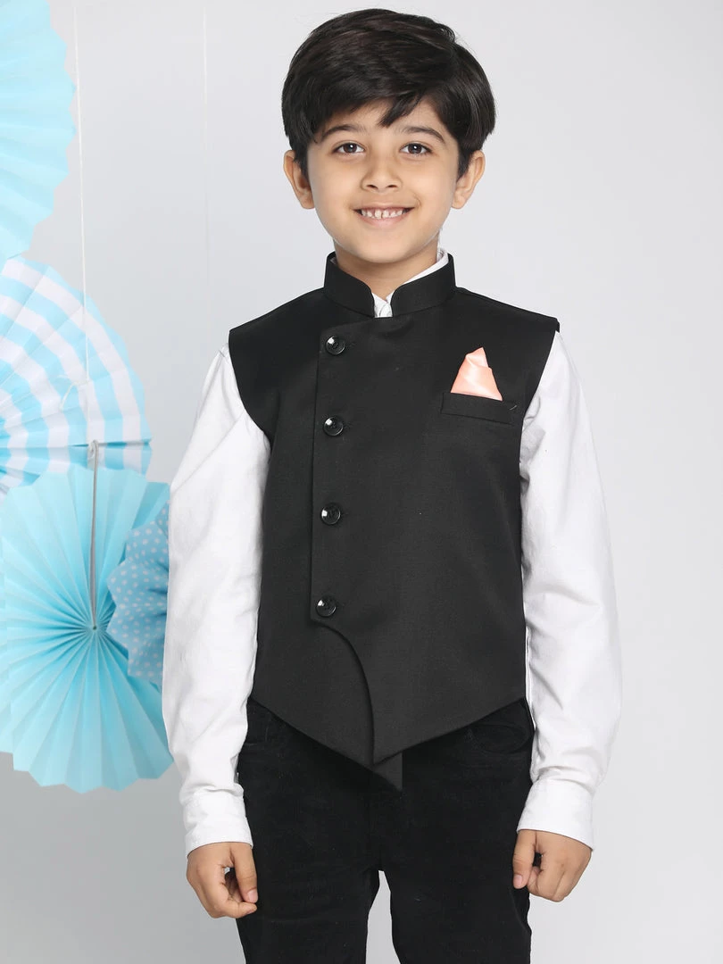 Vastramay Baap Beta Cotton Blend Black Jacket 7 Vastramay Baap Beta Cotton Blend Black Jacket
