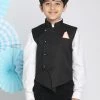 Vastramay Boys Black Solid Satin Nehru Jacket 1 Vastramay Boys Black Solid Satin Nehru Jacket