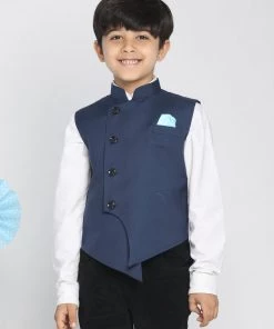 Vastramay Baap Beta Cotton Blend Blue Jacket