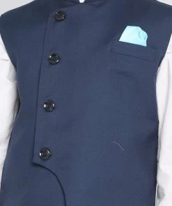 Vastramay Baap Beta Cotton Blend Blue Jacket