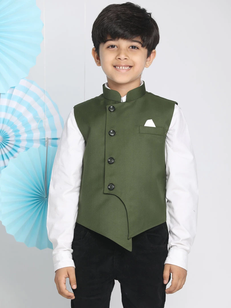 Vastramay Baap Beta Cotton Blend Green Jacket 7 Vastramay Baap Beta Cotton Blend Green Jacket