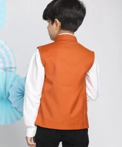 Vastramay Baap Beta Cotton Blend Orange Jacket