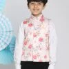 VASTRAMAY Boys Multicolor-Base-Peach Floral Printed Nehru Jacket