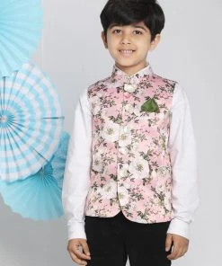 Vastramay Multicolor-Base-Pink Baap Beta Ethnic Jacket Set 16 Vastramay Multicolor-Base-Pink Baap Beta Ethnic Jacket Set