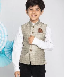 Vastramay Boys Beige Nehru Jacket