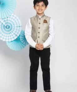Vastramay Boys Beige Nehru Jacket