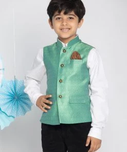 Vastramay Boys Green Nehru Jacket
