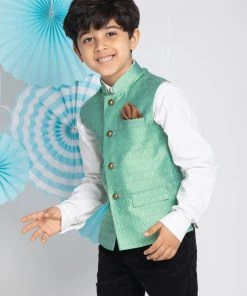 Vastramay Boys Green Nehru Jacket
