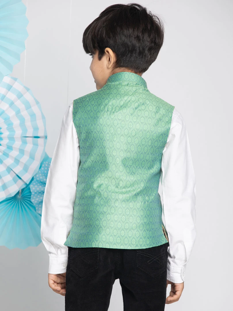 Vastramay Boys Green Nehru Jacket 5 Vastramay Boys Green Nehru Jacket