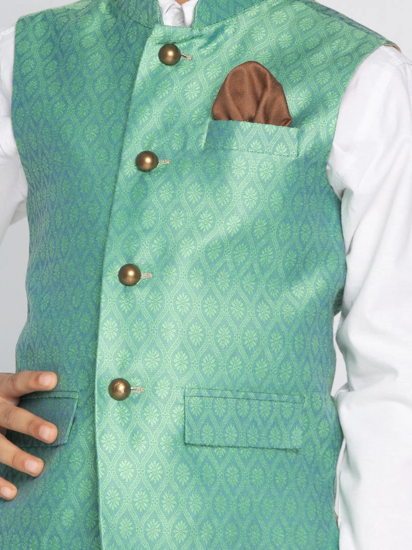 Vastramay Boys Green Nehru Jacket 6 Vastramay Boys Green Nehru Jacket