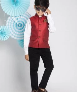 Vastramay Boys Maroon Nehru Jacket
