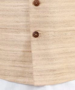 Vastramay Boys Beige And White Jacket, Kurta And Pyjama Set