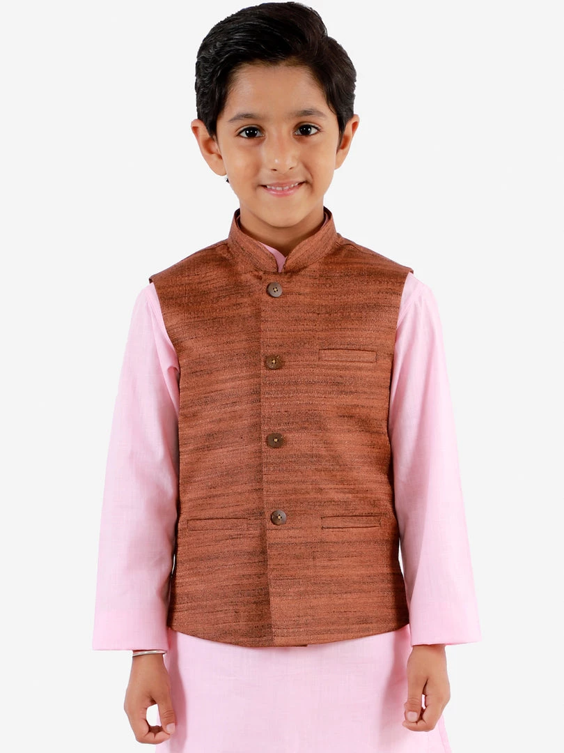 Vastramay Coffee Brown Baap Beta Ethnic Jacket Set 8 Vastramay Coffee Brown Baap Beta Ethnic Jacket Set