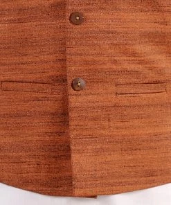 Vastramay Boys Coffee Brown And White Jacket, Kurta And Pyjama Set