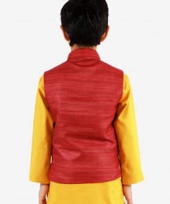 Vastramay Maroon Baap Beta Ethnic Jacket Set