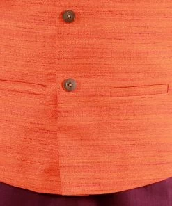 Vastramay Boys Orange, Purple And White Jacket, Kurta And Pyjama Set