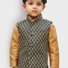 JBN Creation Boys' Black Silk Blend Nehru Jackets