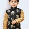 JBN Creation Boys' Black Silk Blend Nehru Jackets