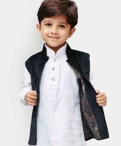 JBN Creation Boys' Black Velvet Nehru Jackets