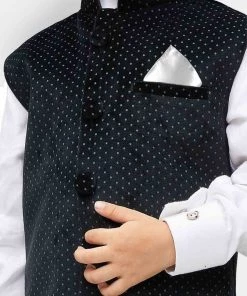 Vastramay Velvet Black Baap Beta Ethnic Jacket