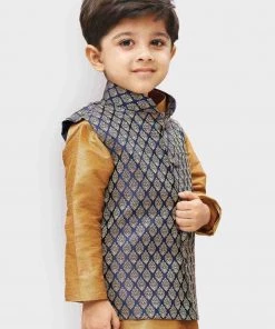 JBN Creation Boys' Blue Silk Blend Nehru Jackets