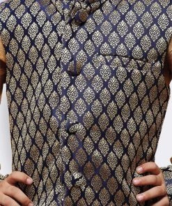 JBN Creation Buy 1 Get 1 Boys' Gold Cotton Silk Kurta, Waistcoat And Pyjama Set