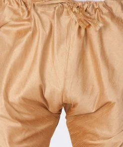 JBN Creation Buy 1 Get 1 Boys' Gold Cotton Silk Kurta, Waistcoat And Pyjama Set