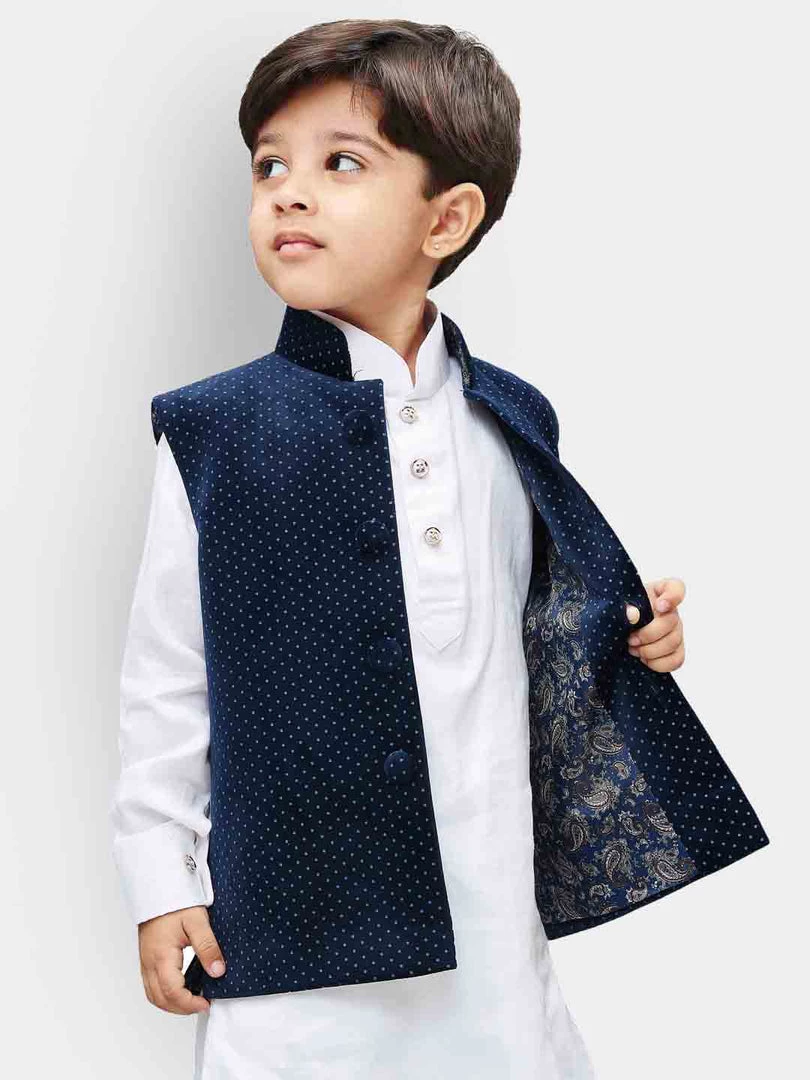JBN Creation Boys' Blue Velvet Nehru Jackets 4 JBN Creation Boys' Blue Velvet Nehru Jackets