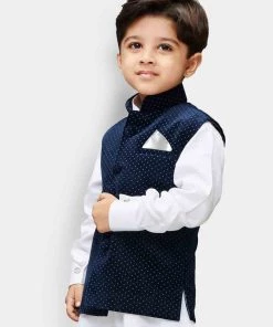 JBN Creation Boys' Blue Velvet Nehru Jackets 12 JBN Creation Boys' Blue Velvet Nehru Jackets