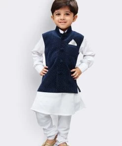 JBN Creation Boys' Blue Velvet Nehru Jackets 14 JBN Creation Boys' Blue Velvet Nehru Jackets