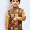 JBN Creation Boys' Brown Silk Blend Nehru Jackets