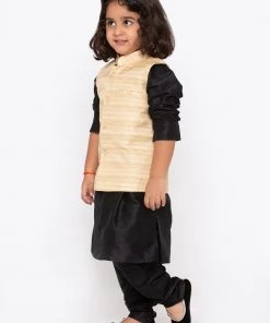 JBN Creation Buy 1 Get 1 Boys' White Cotton Silk Kurta, Jacket And Pyjama Set