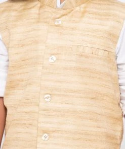 JBN Creation Buy 1 Get 1 Boys' White Cotton Silk Kurta, Jacket And Pyjama Set
