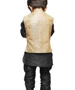 JBN Creation Boys' Black Cotton Silk Kurta, Waistcoat And Pyjama Set 13 JBN Creation Boys' Black Cotton Silk Kurta, Waistcoat And Pyjama Set