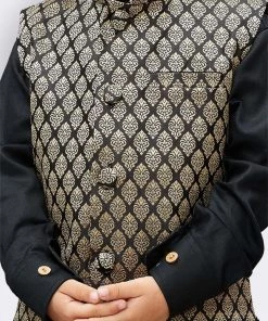 JBN Creation Boys' Black Cotton Kurta, Waistcoat And Pyjama Set 11 JBN Creation Boys' Black Cotton Kurta, Waistcoat And Pyjama Set