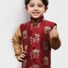 JBN Creation Boys' Maroon Silk Blend Nehru Jackets