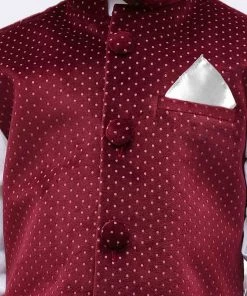 JBN Creation Boys' Maroon Velvet Nehru Jackets