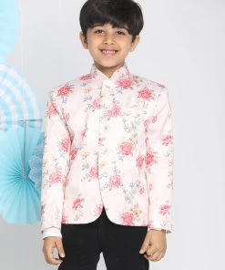 Vastramay Multicolor-Base-Peach Baap Beta Jodhpuri Set Jacket