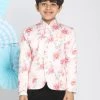 Boys VASTRAMAY Floral Printed Peach Bandhgala Prince Coat Jodhpuri