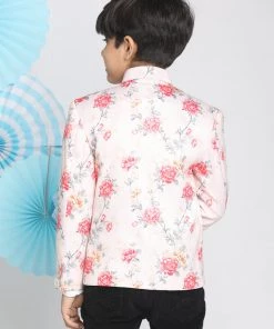 Vastramay Multicolor-Base-Peach Baap Beta Jodhpuri Set Jacket