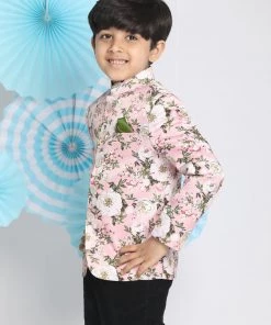 Vastramay Multicolor-Base-Pink Baap Beta Jodhpuri Set Jacket