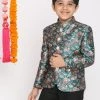 VASTRAMAY Boys Multicolored-Base-Green Jodhpuri