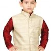 JBN Creation Boys' Beige Cotton Silk Nehru Jacket 1 JBN Creation Boys' Beige Cotton Silk Nehru Jacket