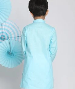 VASTRAMAY Boys Aqua Solid Kurta 10 VASTRAMAY Boys Aqua Solid Kurta
