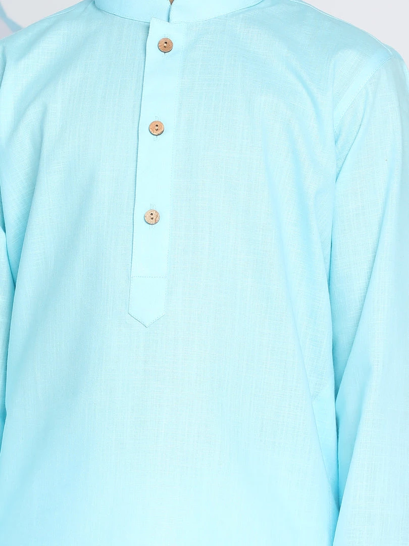 VASTRAMAY Boys Aqua Solid Kurta 6 VASTRAMAY Boys Aqua Solid Kurta