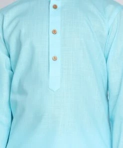 Vastramay Boys Aqua And White Kurta Pyjama Set