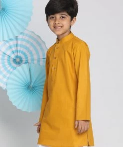VASTRAMAY Boys Mustard Kurta