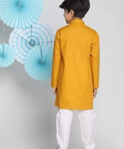 Vastramay Boys Mustard And White Kurta Pyjama Set 11 Vastramay Boys Mustard And White Kurta Pyjama Set