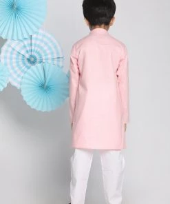 Vastramay Boys Pink And White Kurta Pyjama Set 11 Vastramay Boys Pink And White Kurta Pyjama Set